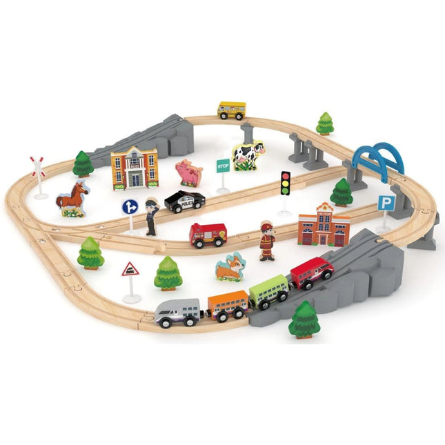 J'ADORE Pista ferroviaria in legno con ponte e accessori