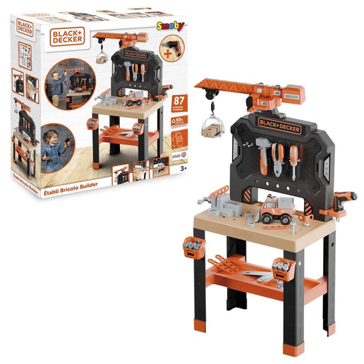 Smoby Black+Decker Officina da lavoro con gru Bricolo Builder