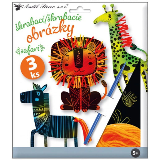 Set di immagini da grattare con accessori Safari 19 x 22 cm